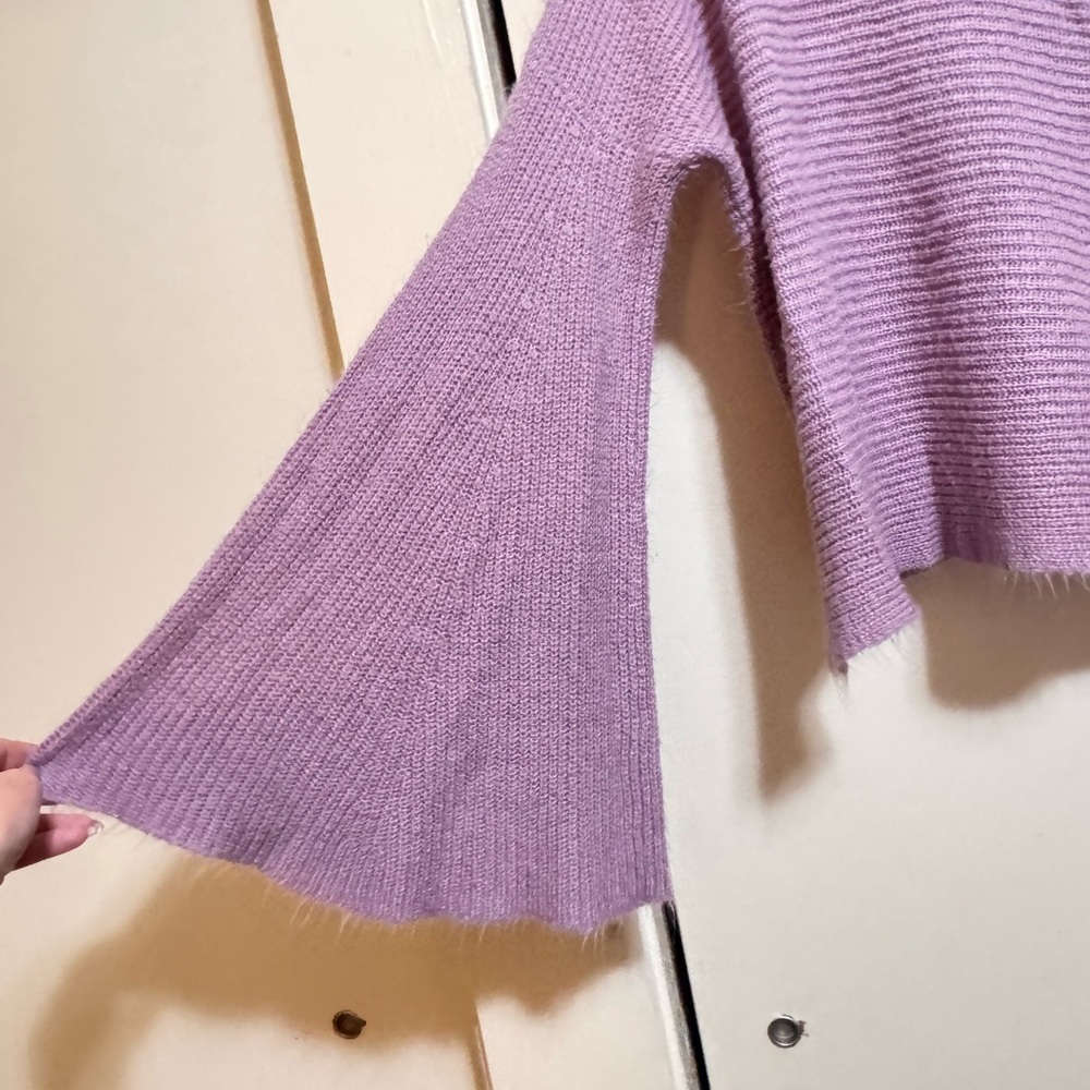 BP Nordstrom Flare Bell Sleeve Sweater Knitted Lilac Purple Like New Medium - Picture 6 of 6